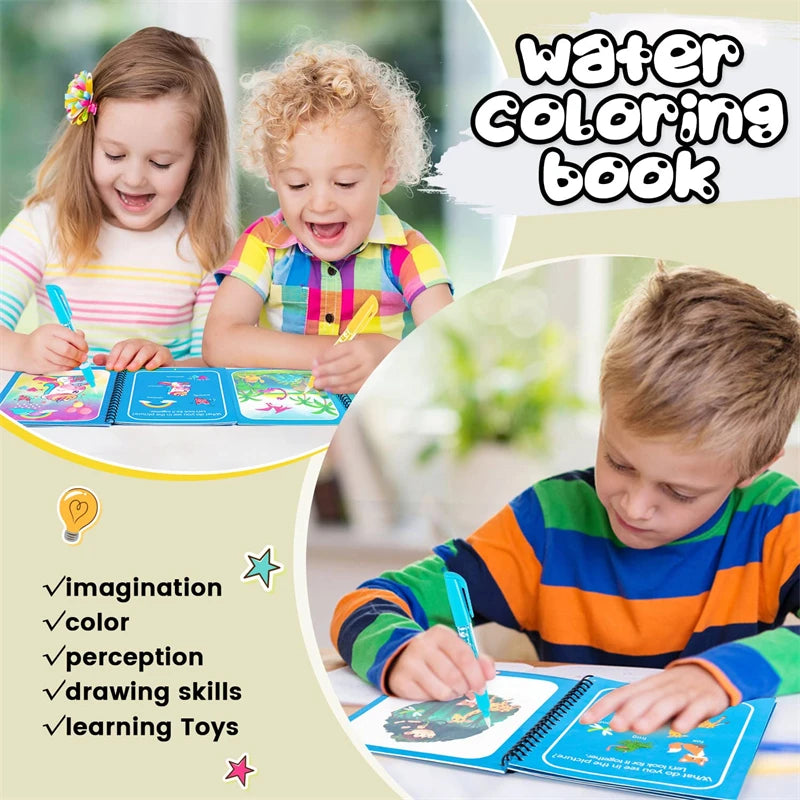 Magic Water Painting Book with Pen for Kids