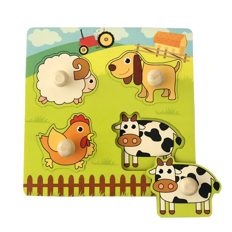 Baby Toys Montessori Wooden Puzzles Kids 1-3 Years