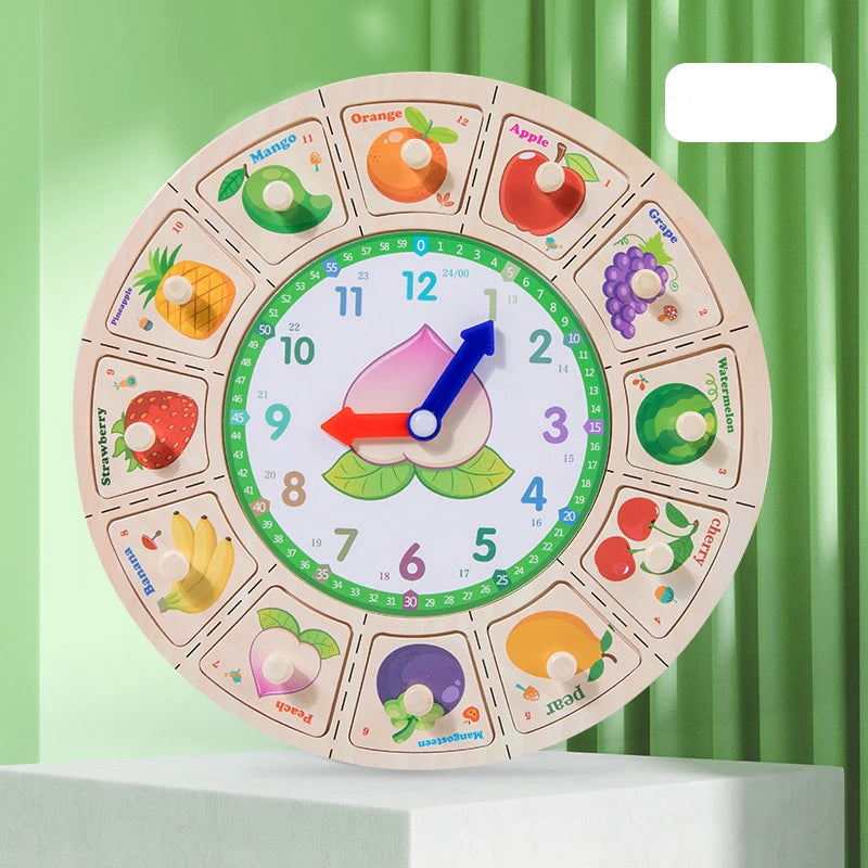 Montessori wooden clock toy for children Color puzzle