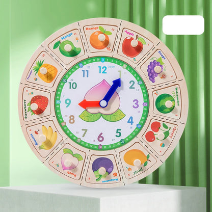 Montessori wooden clock toy for children Color puzzle