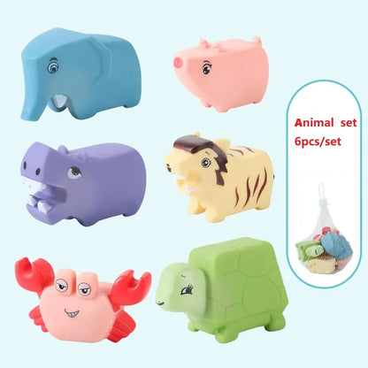 Baby Bath Toys for Kids Set Rubber Animals 6Pcs