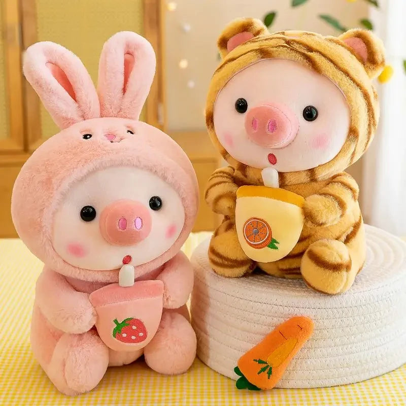 25cm Cute Bubble Tea Pig Plush Toys