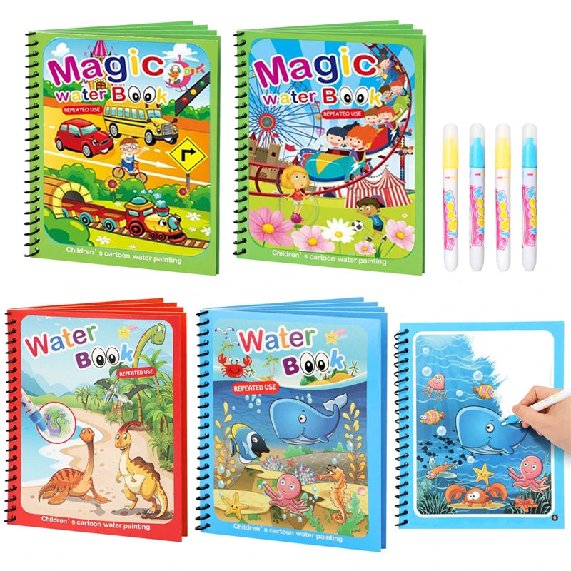 Magic Water Painting Book with Pen for Kids