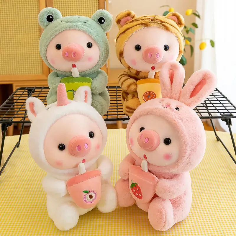 25cm Cute Bubble Tea Pig Plush Toys