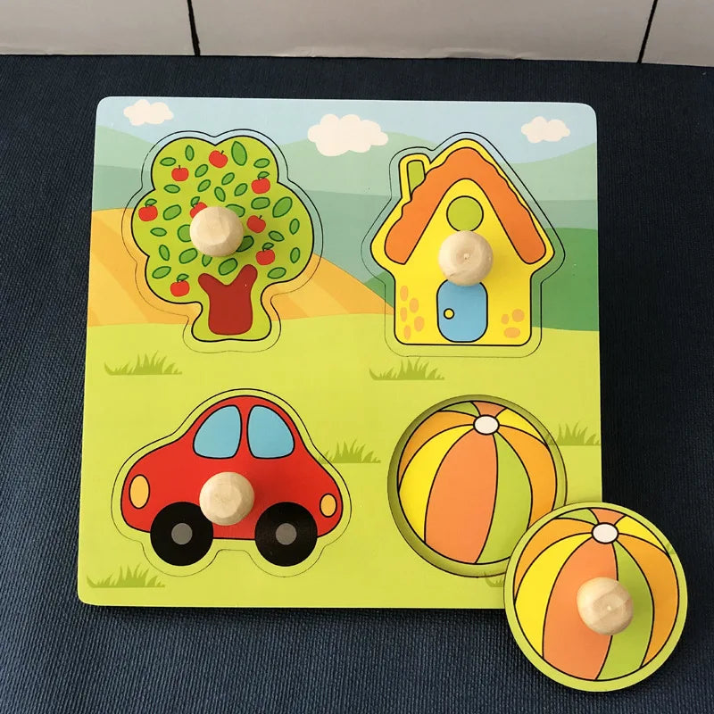 Baby Toys Montessori Wooden Puzzles Kids 1-3 Years