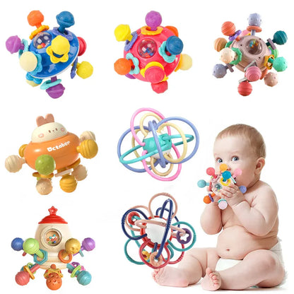 Montessori for babies 6-12 months Rattle teething toy