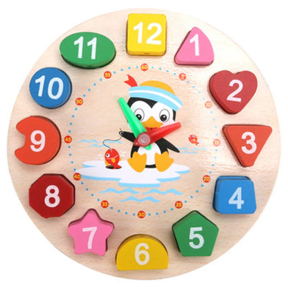 Montessori wooden clock toy for children Color puzzle