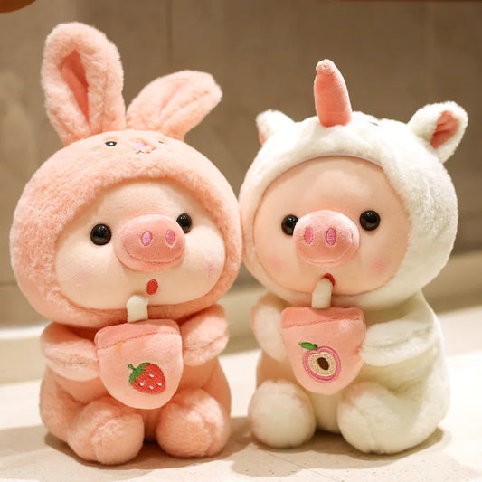 25cm Cute Bubble Tea Pig Plush Toys