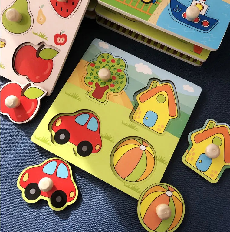 Baby Toys Montessori Wooden Puzzles Kids 1-3 Years