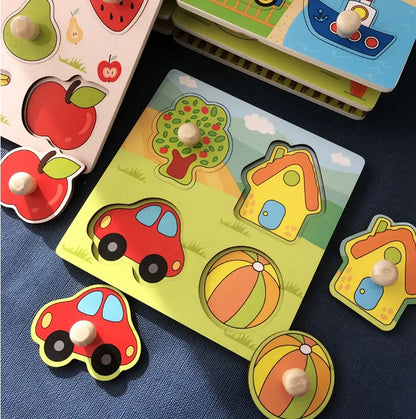 Baby Toys Montessori Wooden Puzzles Kids 1-3 Years