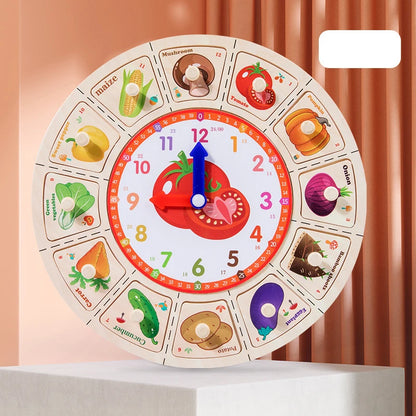 Montessori wooden clock toy for children Color puzzle