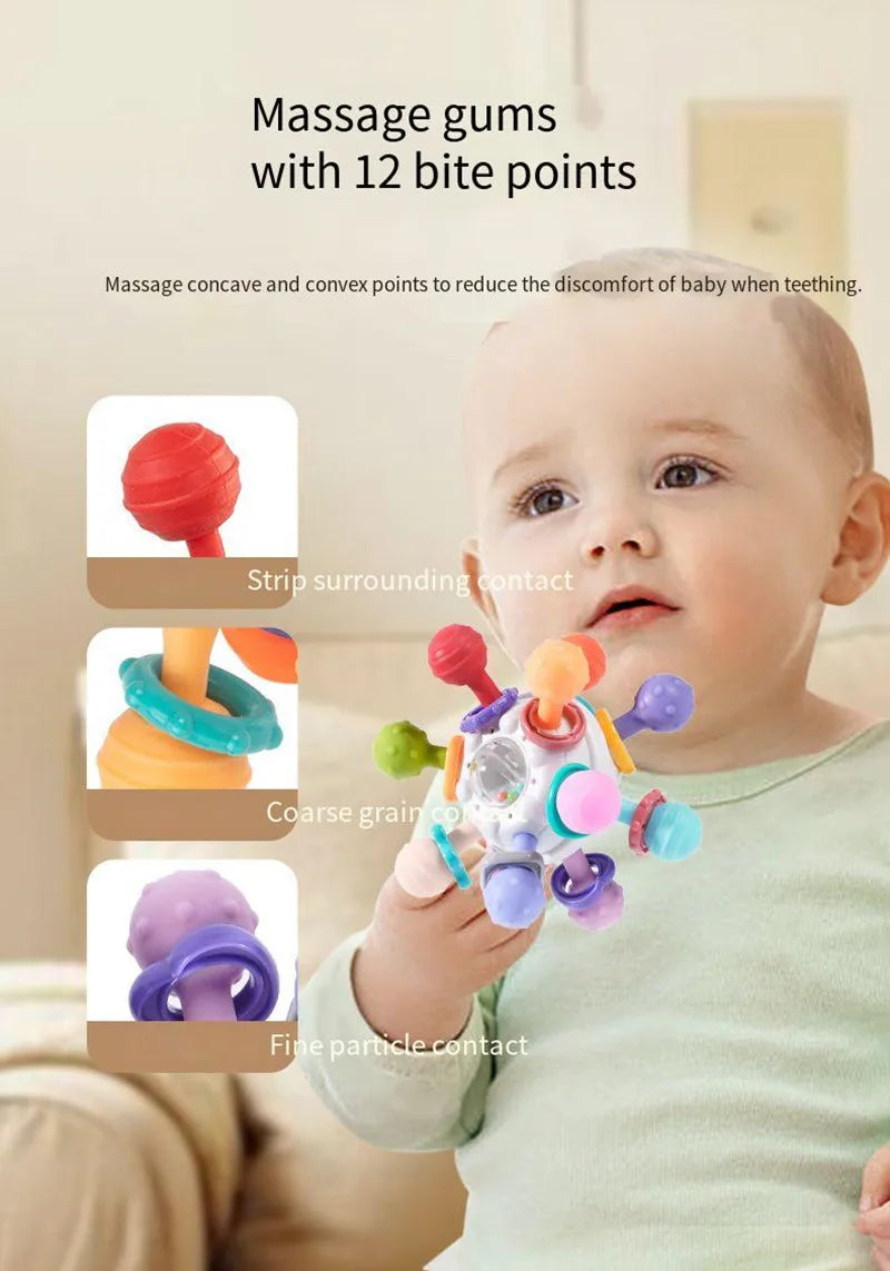 Montessori for babies 6-12 months Rattle teething toy