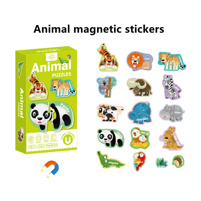 Montessori Magnetic Puzzle Toys Letter Number Animal