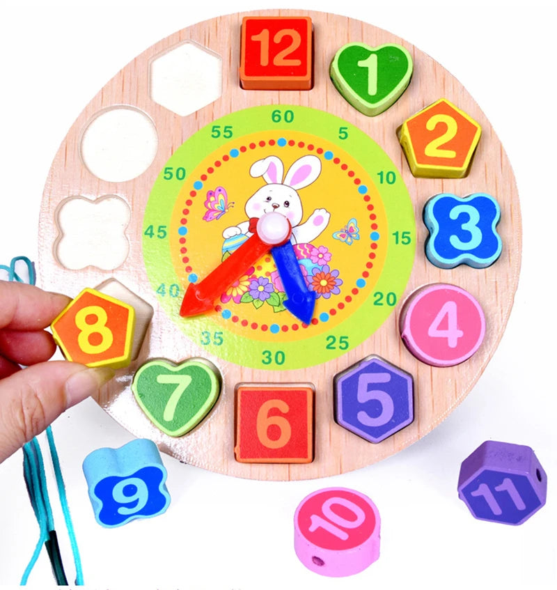 Montessori wooden clock toy for children Color puzzle