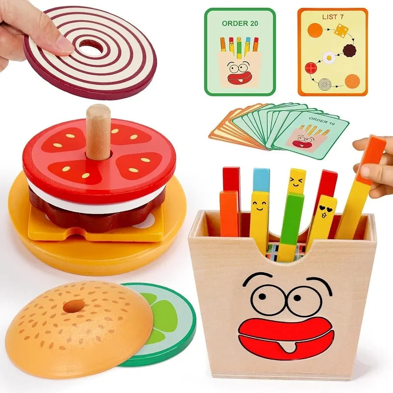 Montessori Stacking Toys Wooden Food Toys