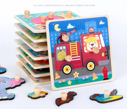 Baby Toys Montessori Wooden Puzzles Kids 1-3 Years