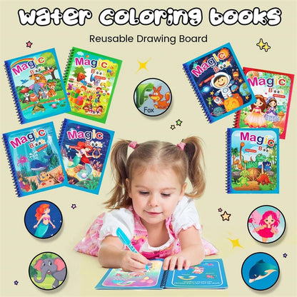 Magic Water Painting Book with Pen for Kids