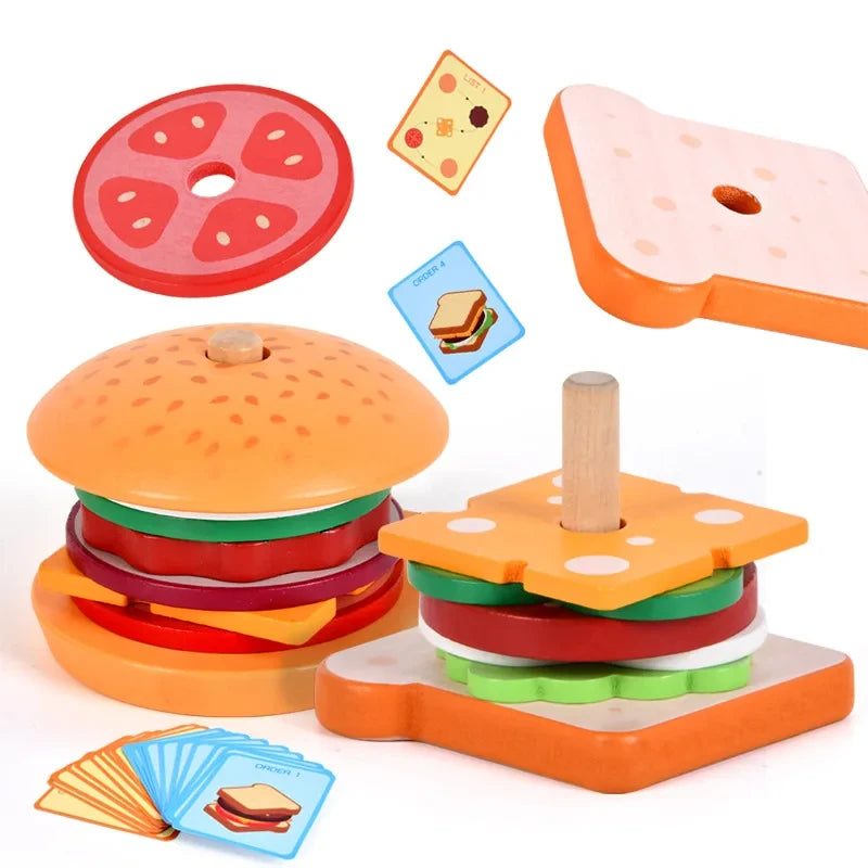 Montessori Stacking Toys Wooden Food Toys