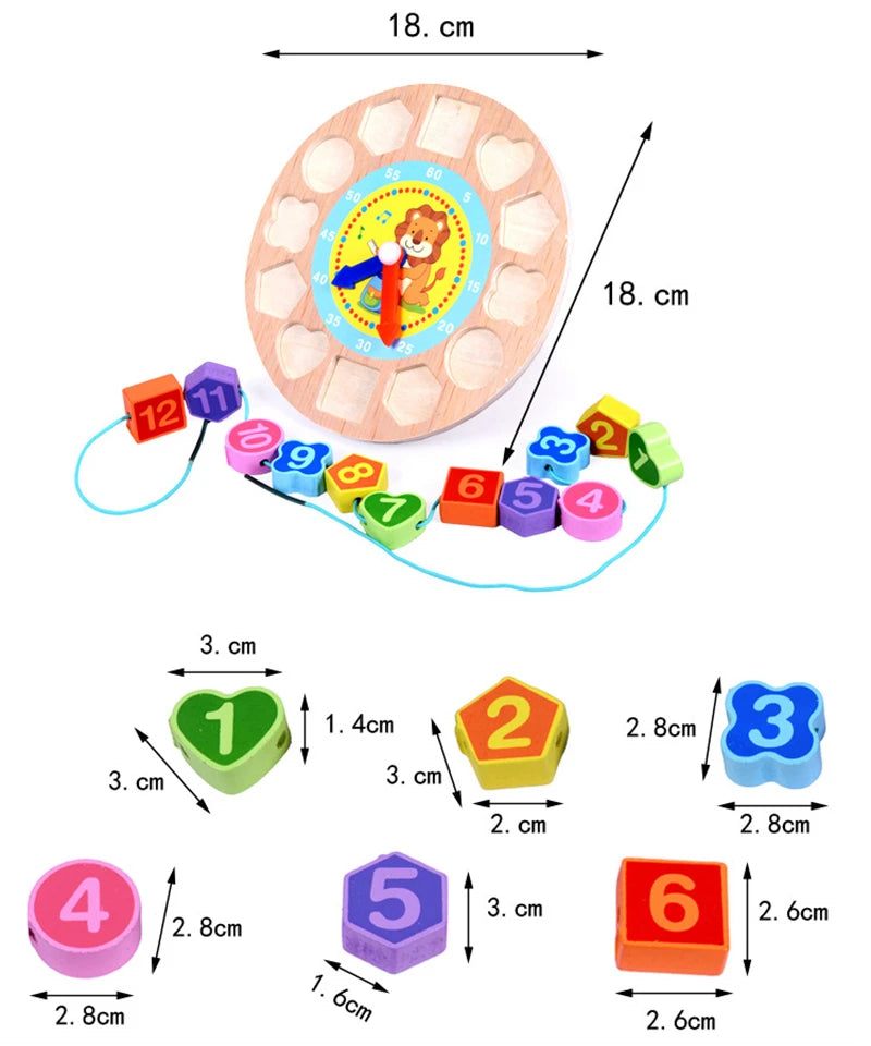 Montessori wooden clock toy for children Color puzzle