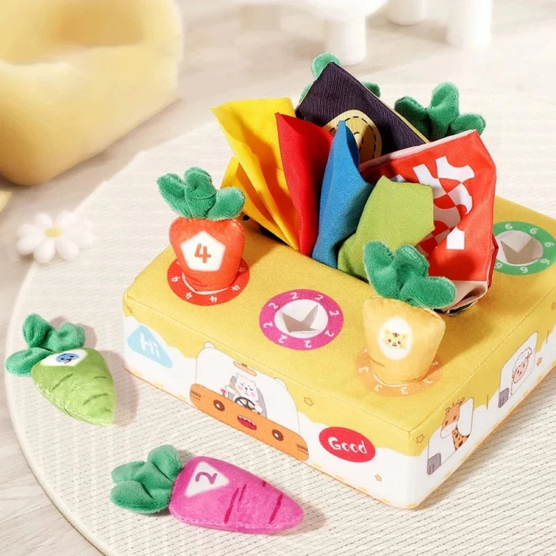 Baby Tissue Box Pull Out Radish Toys Carrot Harvest Montessori