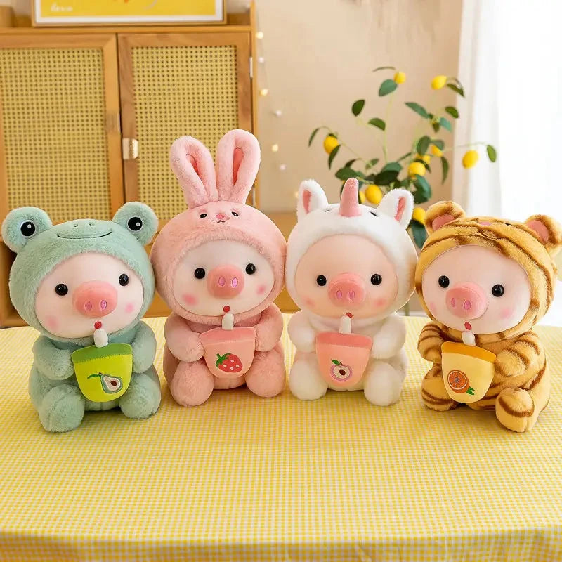 25cm Cute Bubble Tea Pig Plush Toys