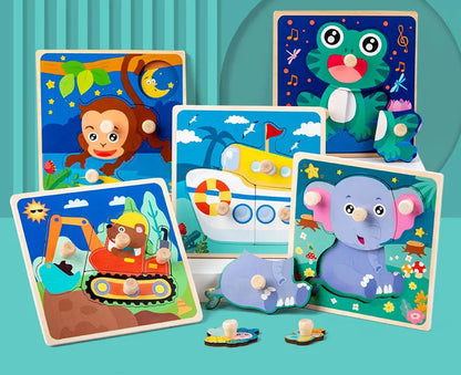 Baby Toys Montessori Wooden Puzzles Kids 1-3 Years