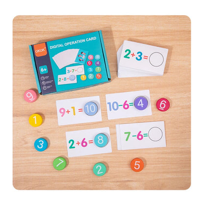 Montessori wooden math toys addition subtraction cards