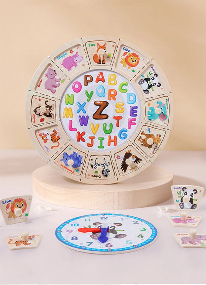 Montessori wooden clock toy for children Color puzzle