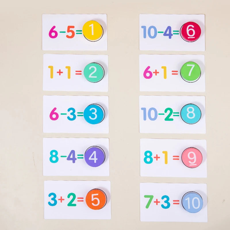 Montessori wooden math toys addition subtraction cards