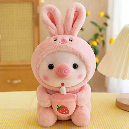 25cm Cute Bubble Tea Pig Plush Toys