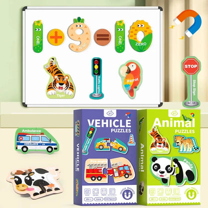 Montessori Magnetic Puzzle Toys Letter Number Animal