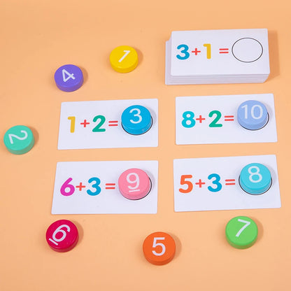 Montessori wooden math toys addition subtraction cards