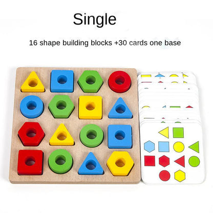 Wooden Montessori Toys Geometric Shapes Color Matching 3D Puzzle Board