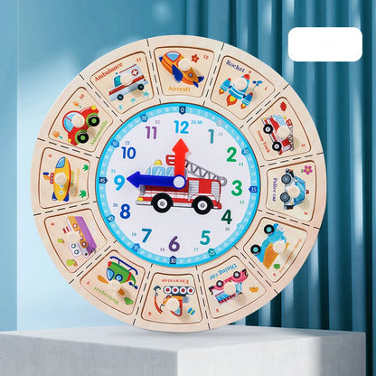 Montessori wooden clock toy for children Color puzzle