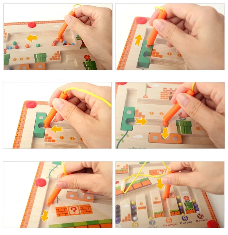 Montessori Wooden Toys Magnetic Color Number Maze