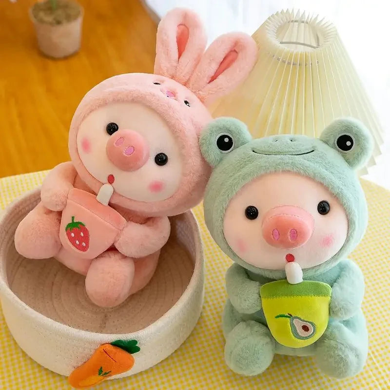 25cm Cute Bubble Tea Pig Plush Toys