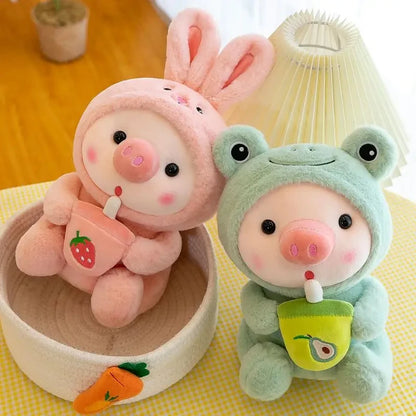 25cm Cute Bubble Tea Pig Plush Toys