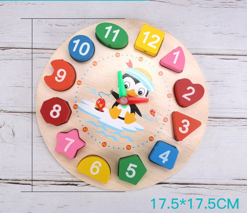 Montessori wooden clock toy for children Color puzzle