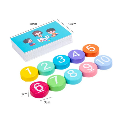 Montessori wooden math toys addition subtraction cards