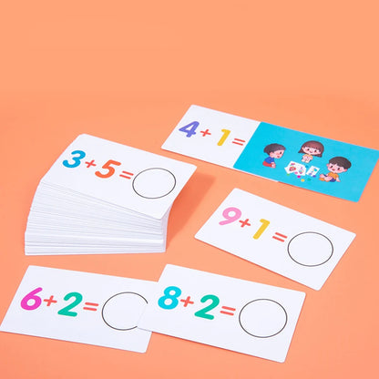 Montessori wooden math toys addition subtraction cards