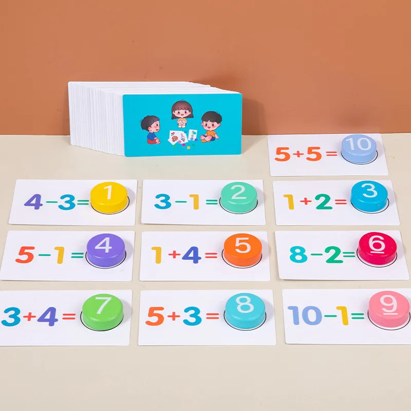 Montessori wooden math toys addition subtraction cards