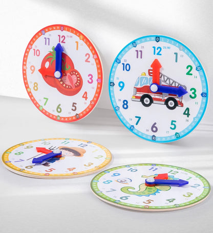 Montessori wooden clock toy for children Color puzzle